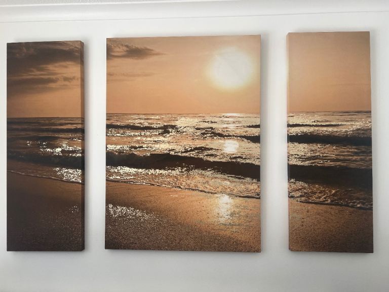 Sunset Beach Canvas Art – 3-Piece Set, Good Condition