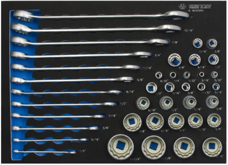 King Tony 40 Pc 1/4"+3/8"+1/2" DR. Socket & Spanner / Wrench Set