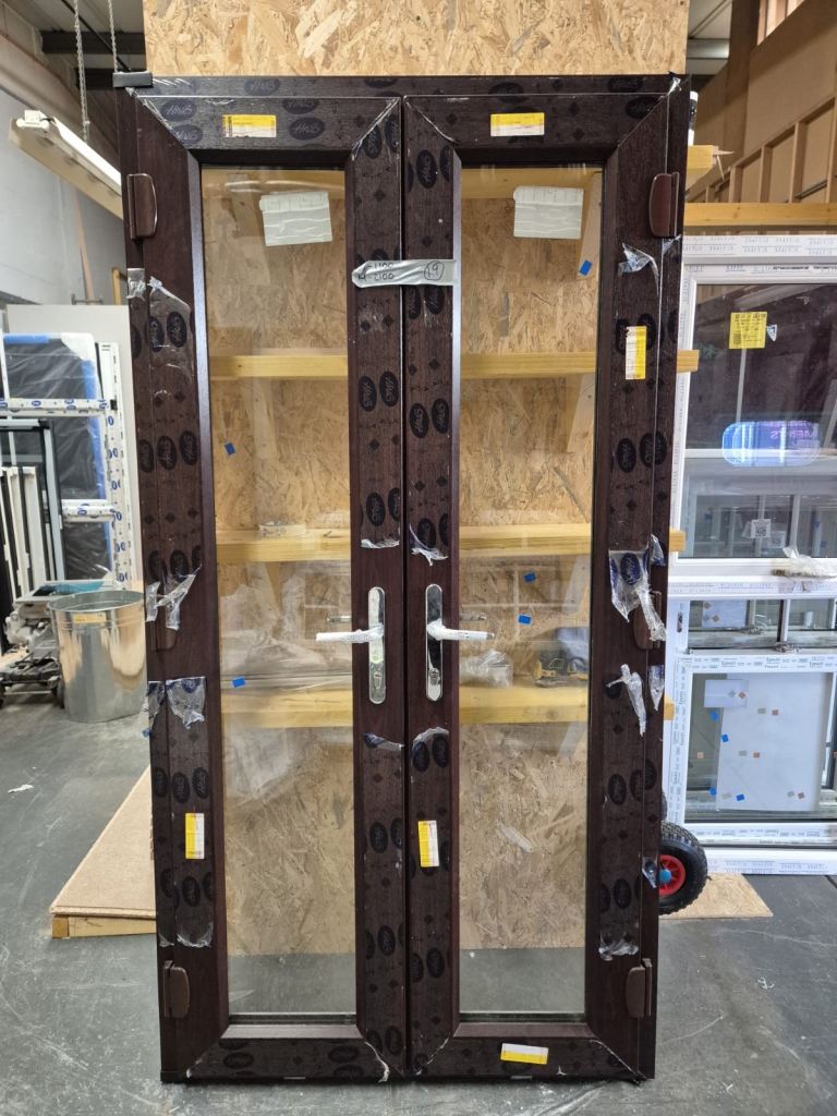 UPVC FRENCH DOORS, ROSEWOOD / WHITE  (NEW)