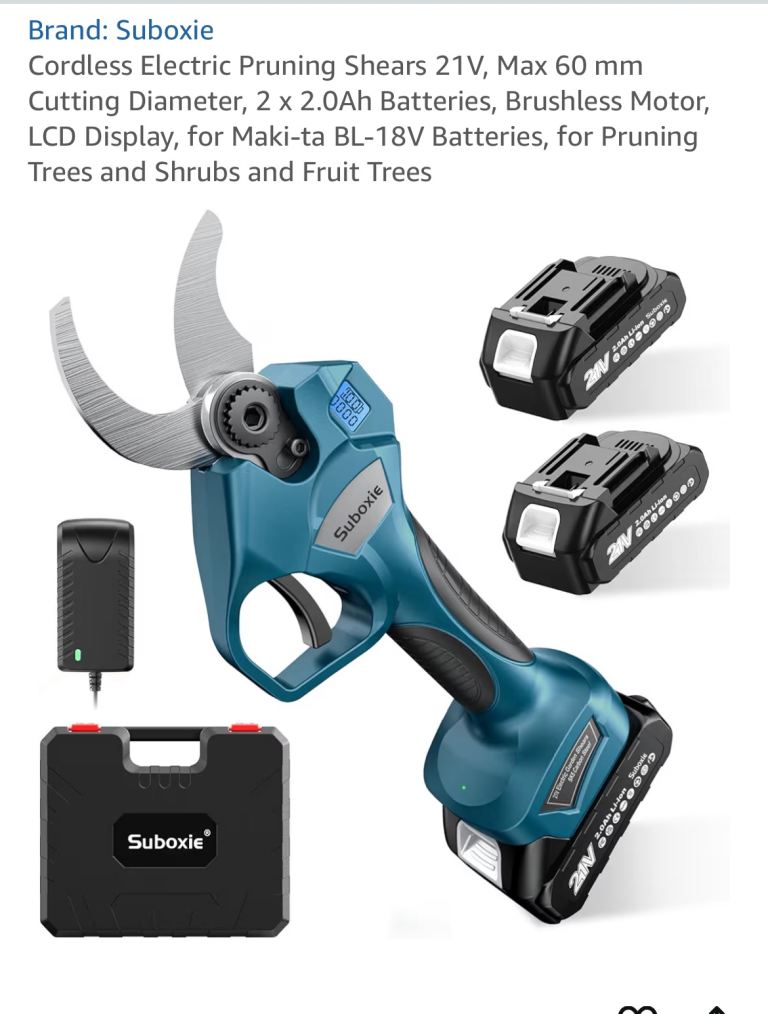 🆕 21V Cordless Pruning Shears + 2 batteries and case 