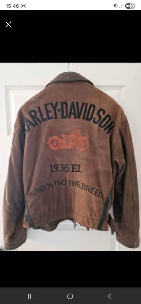 Harley Davidson Brown Men's Leather Coat Jacket Large