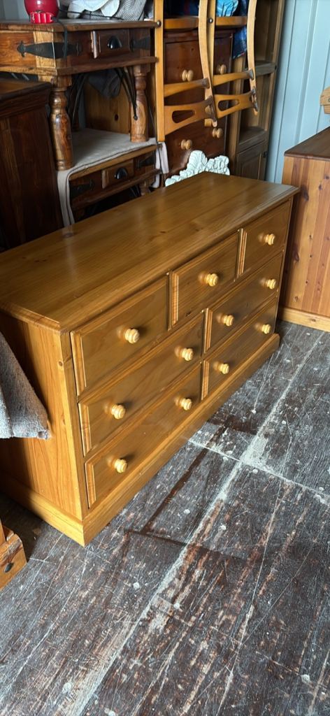 Pine solid dovetail long double chest of drawers 
