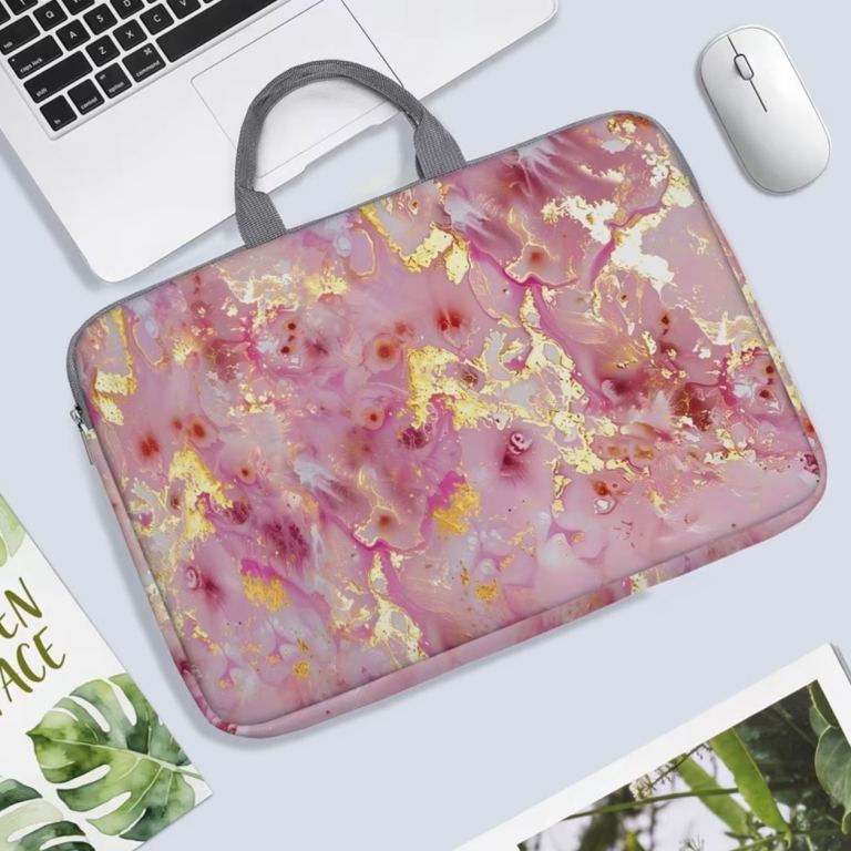 New Pink & Gold Laptop Bag with Handle