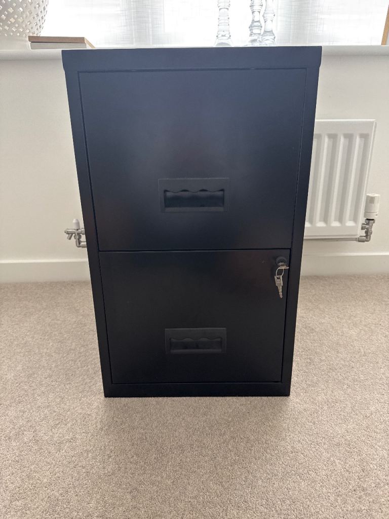 Two drawer metal filing cabinet 