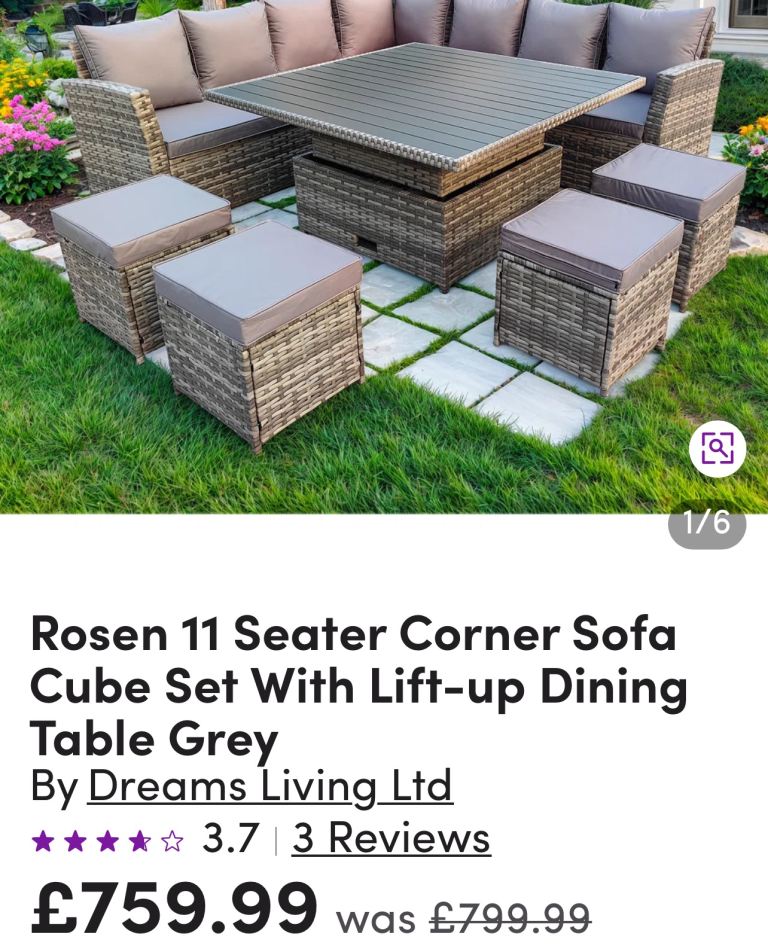 L shaped garden set