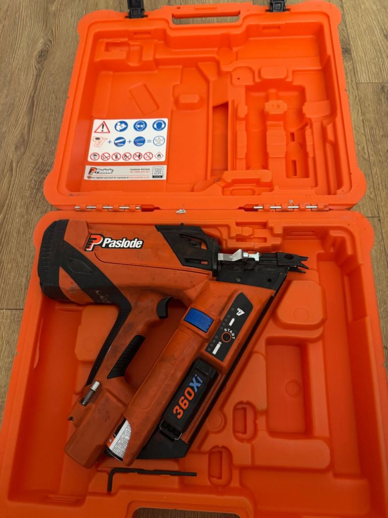 Paslode 360Xi Cordless Nail Gun with Orange Carry Case