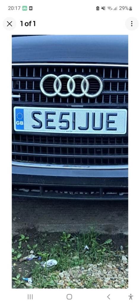 Private cherished number plate SE51 JUE