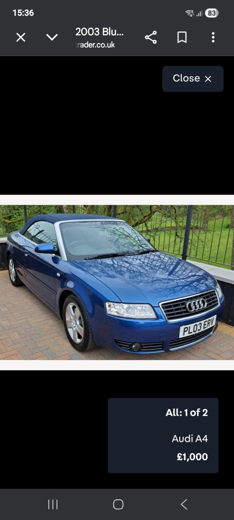 Audi, A4, Convertible, 2003, Manual, 1781 (cc), 2 doors