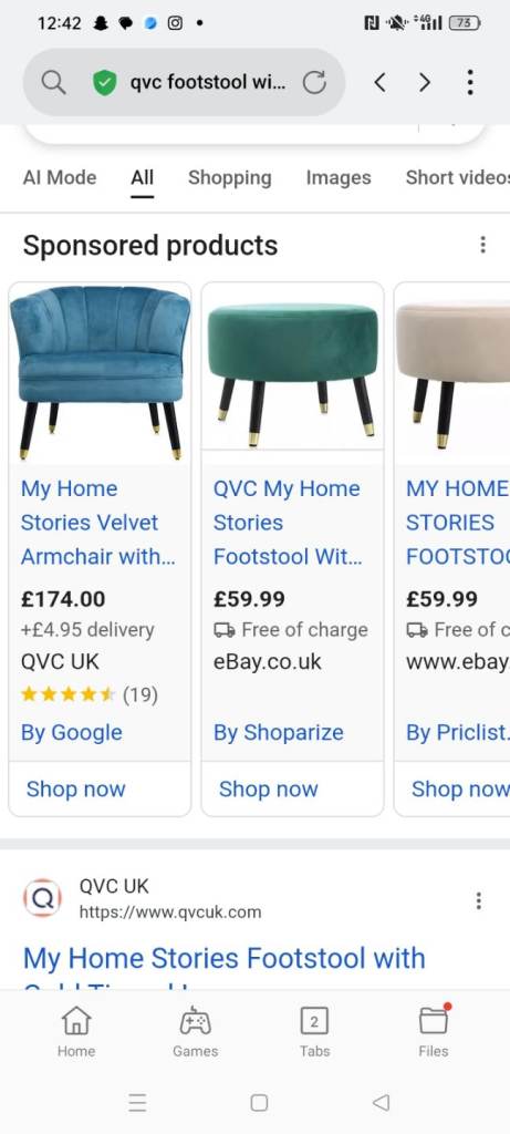 Brand new velvet chair and footstool 