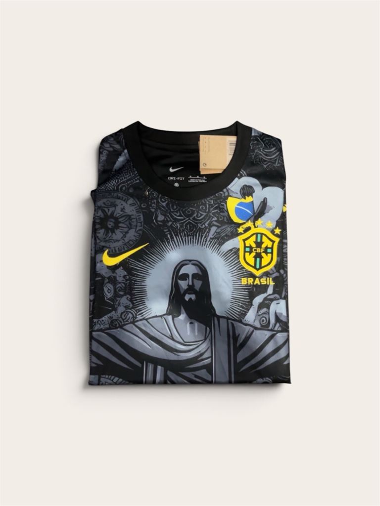 New Nike Brazil Football Shirt - Black with Yellow Accents