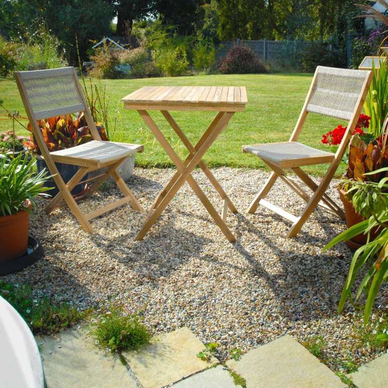 image for Arwen Acacia Hardwood Bistro Set 3-Piece Folding Outdoor Table and Chairs Weather Resistant