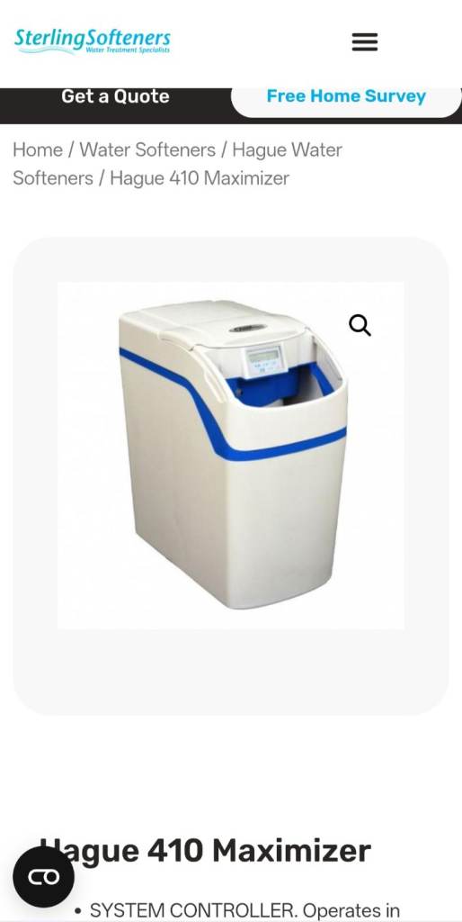 Hague Maximizer 410 Compact Water Softener - 5 Years Old, Complete, Clean & Ready to Install