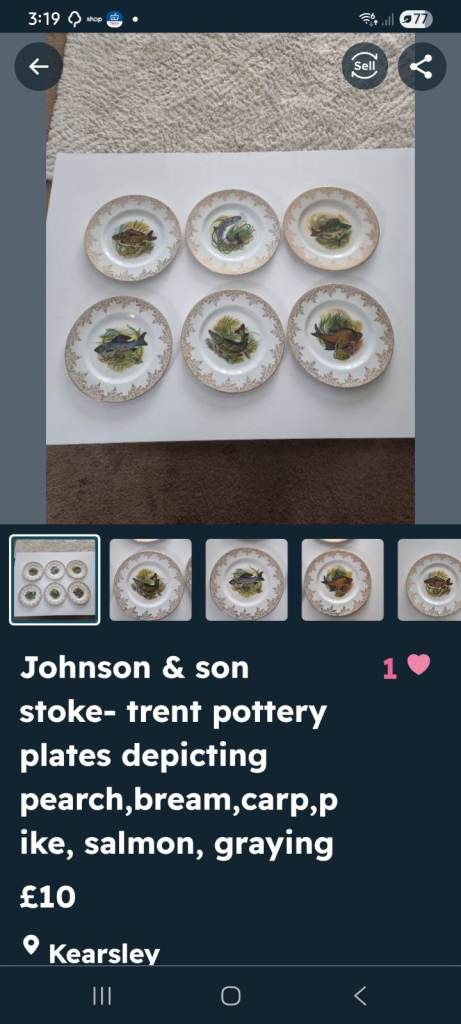 Johnson & Son Stoke-Trent Fish Pottery Plates – Pike, Salmon, Bream