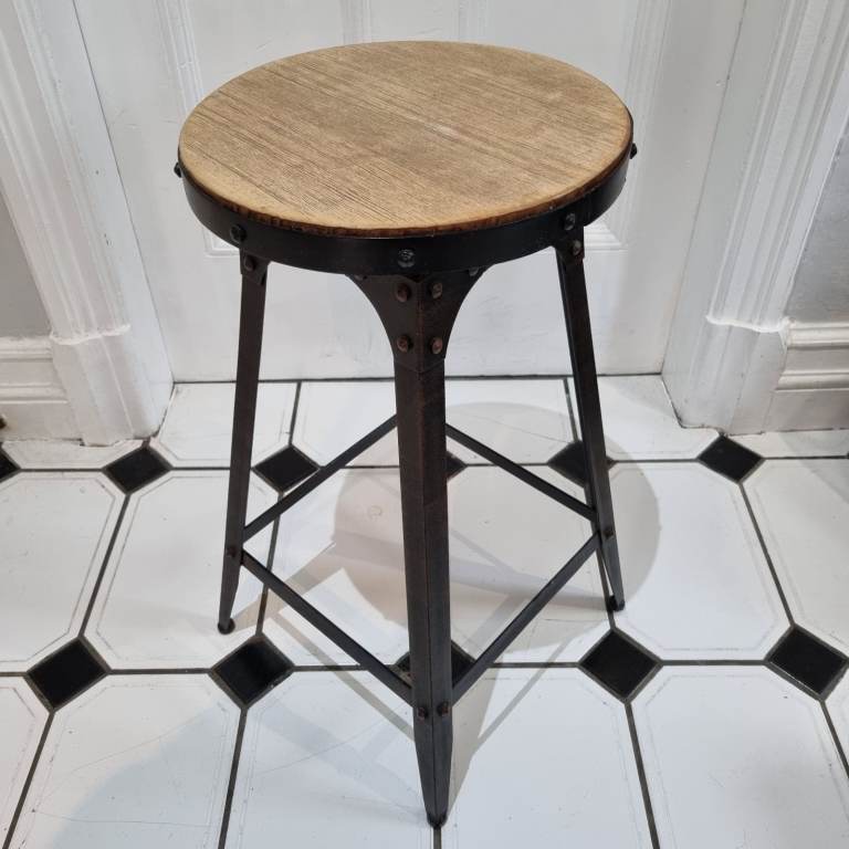 Vintage Industrial Metal Bar Stool Swivel Adjustable Retro Workshop