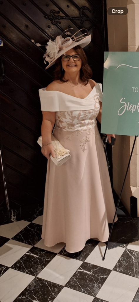 An elegant Ivory & Blush mother of the bride dress.