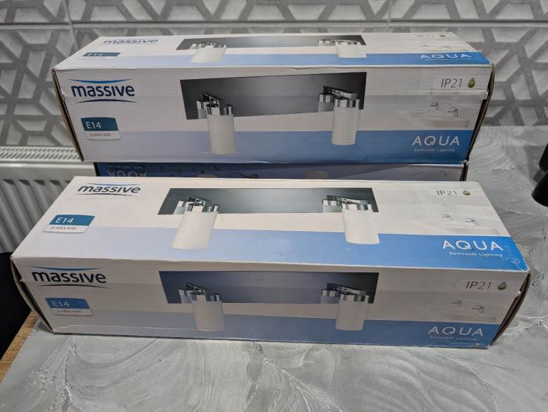 Philips Twin Wall Light, Massive Aqua Ice, Chrome finish new in box