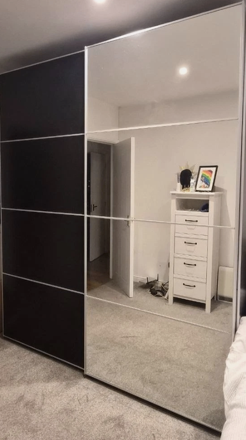 LARGE IKEA PAX Black Wardrobe, 2 Hang Rail, 3 Shelf & 8 drawers, 200x236 FREE DELIVERY 180