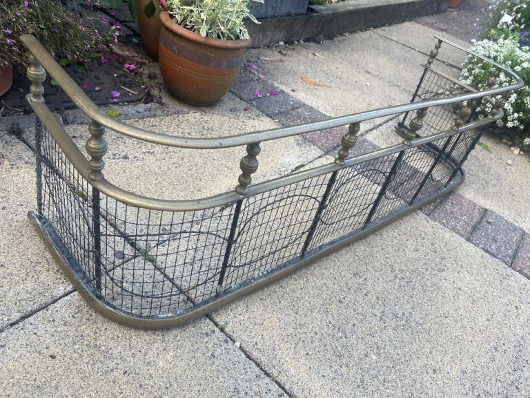 Vintage brass fireplace fender 