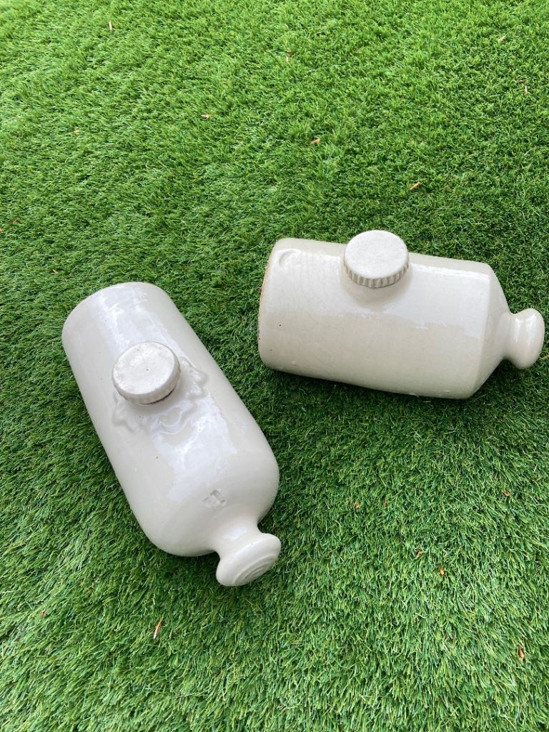 2 Vintage Stoneware Hot Water Bottles