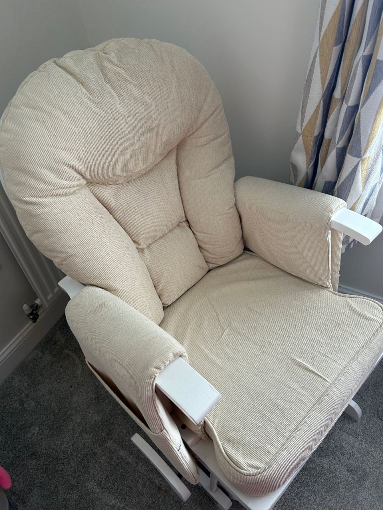 Cream Glider Rocking Chair with Footstool – Good Condition