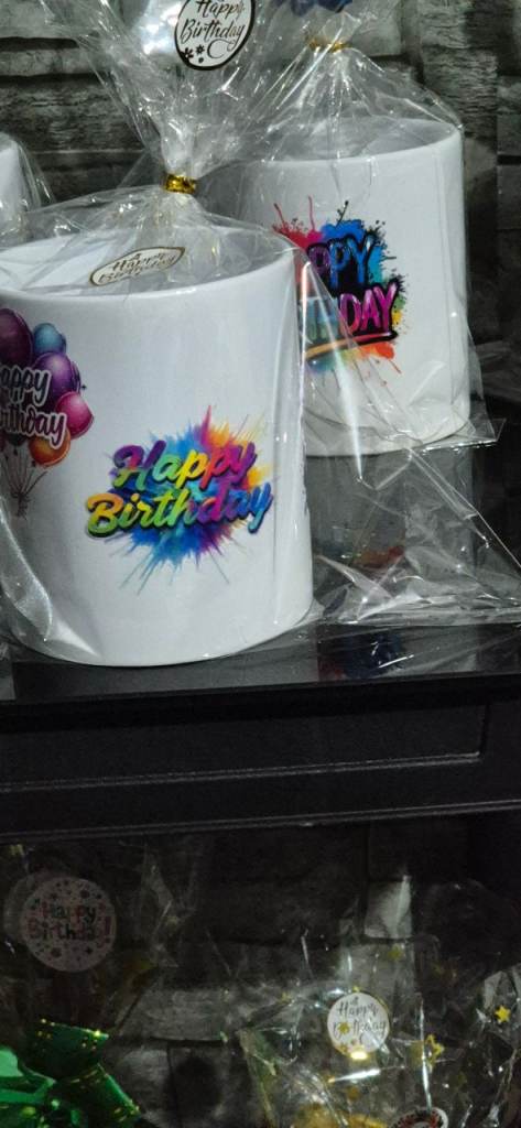 New 'Happy Birthday' Mugs – Multicoloured Design, Ceramic