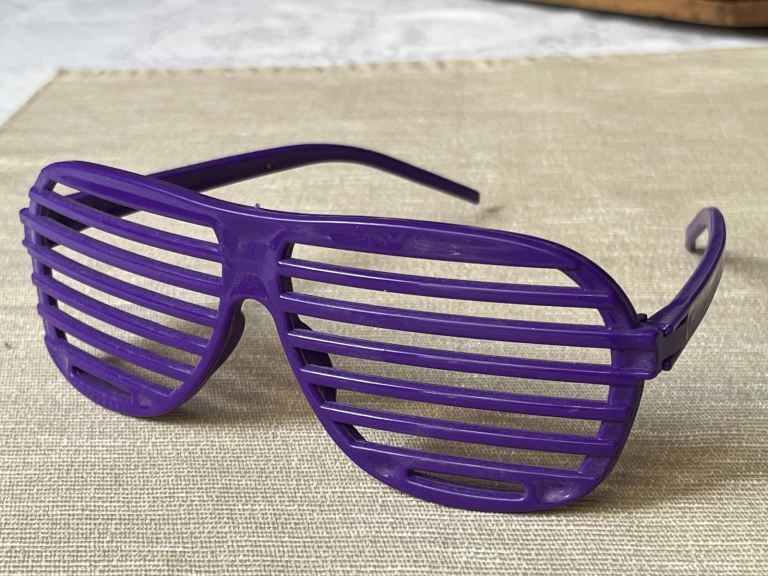 80s Purple Shutter Shades Glasses Retro Sunglasses Fancy Dress Hen Party Clubbing