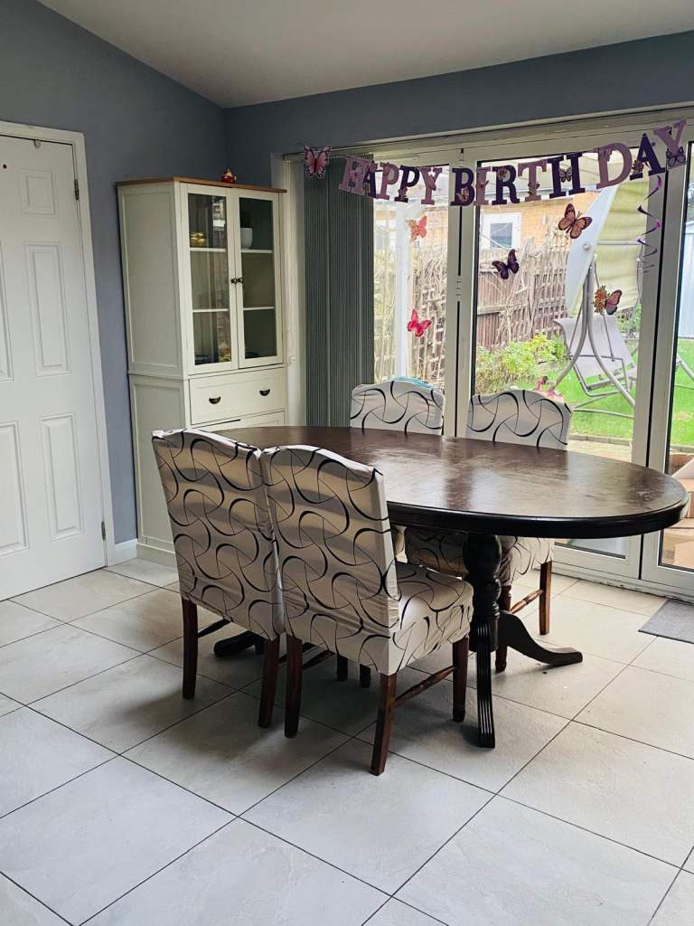 Wooden Dining Table with 4 Chairs 