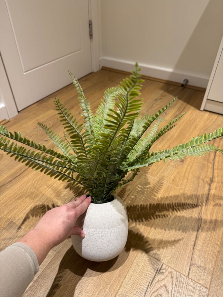 Artificial fern plant in ceramic pot
