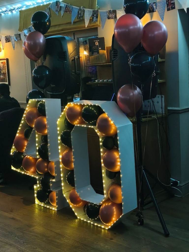 Free standing box number "40" with lights