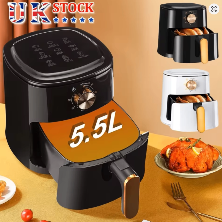 Air Fryer 5.5L Low Fat Healthy Oil free Frying 1800W Black