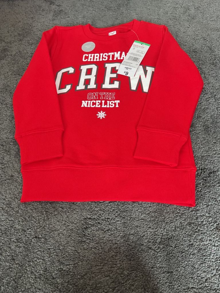 F&F Kids 'Christmas Crew' Red Jumper – Brand New with Tags