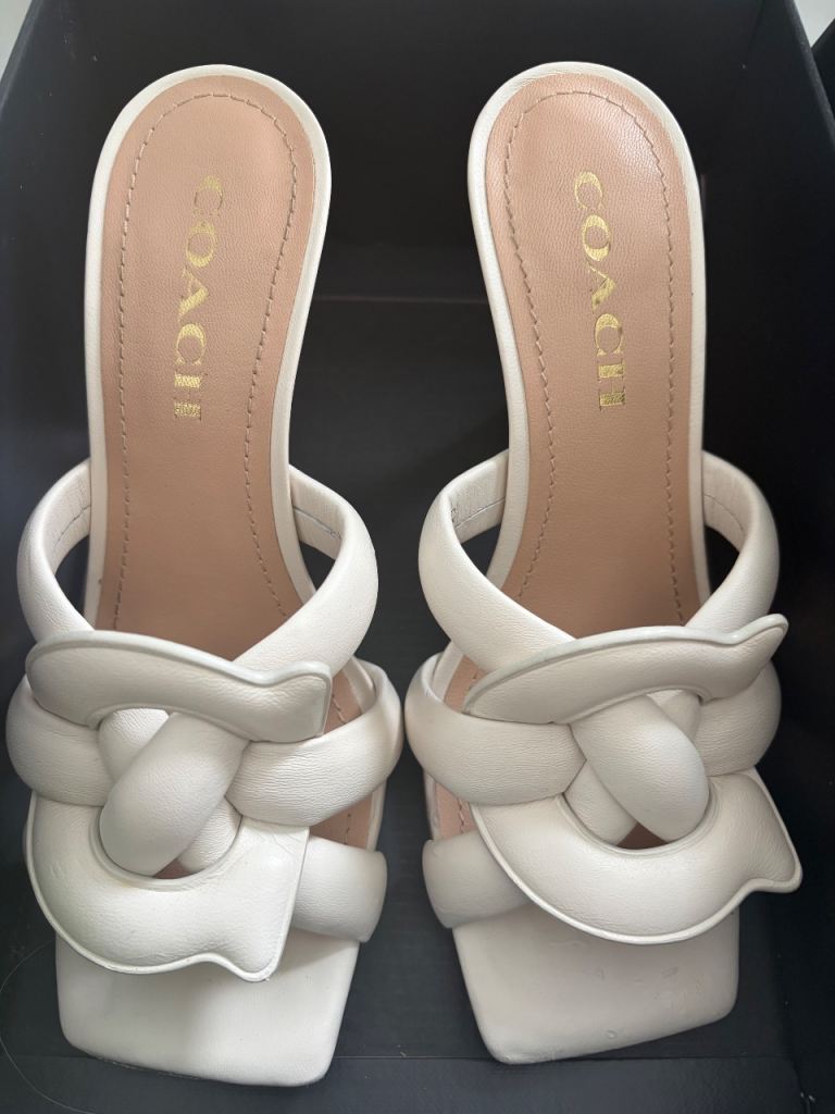 Coach Kellie Leather Sandals - White, UK Size 5