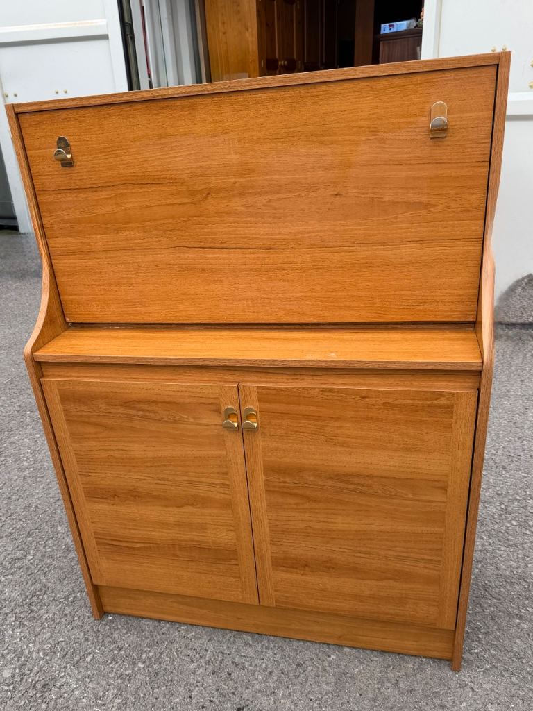 Schreiber Mid-Century Wooden Bureau Desk with Storage