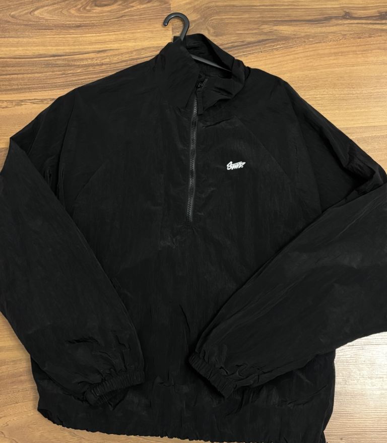 Pull&Bear STWD Black Half-Zip Nylon Windbreaker Jacket - Size Small