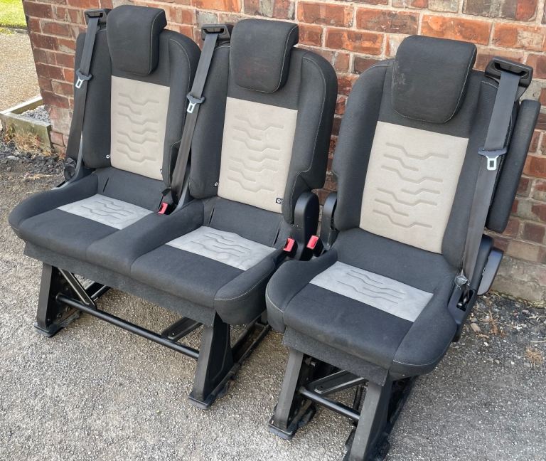 Ford Transit Tourneo Custom Removable Folding Cab Seats 2+1 ISOFIX Double Single 2nd Row With Rails
