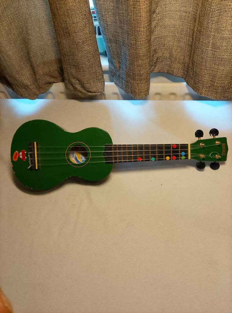 Green Ukulele with Fret Stickers – Good Condition