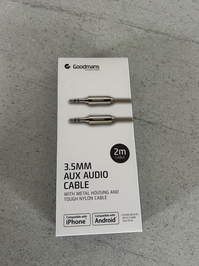 Goodmans 3.5mm AUX Audio Cable - 2m, New
