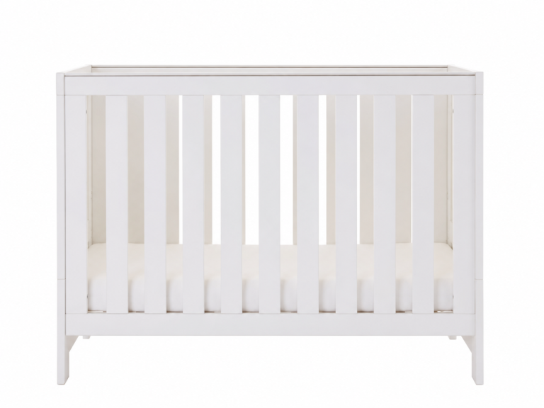 Obaby Nika Mini Cot Bed + Mattress – White – Excellent Condition