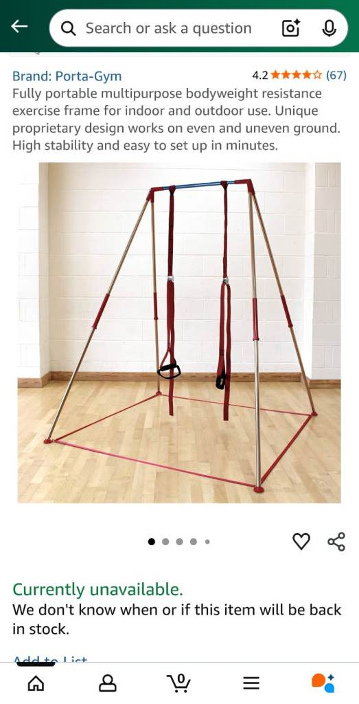 Portable pull up bar rack porta-gym