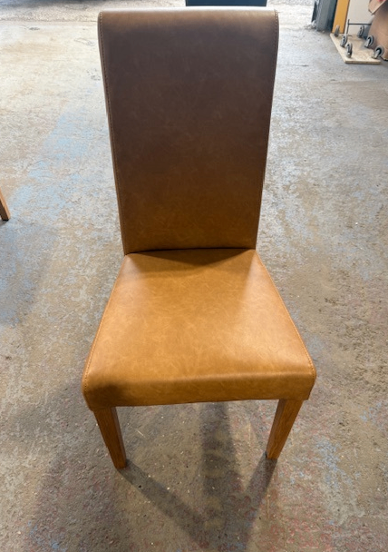 Oak Furniture Land Scroll Back Dining Chair in Tan Leather Look Fabric - FREE UK MAINLAND DELIVERY