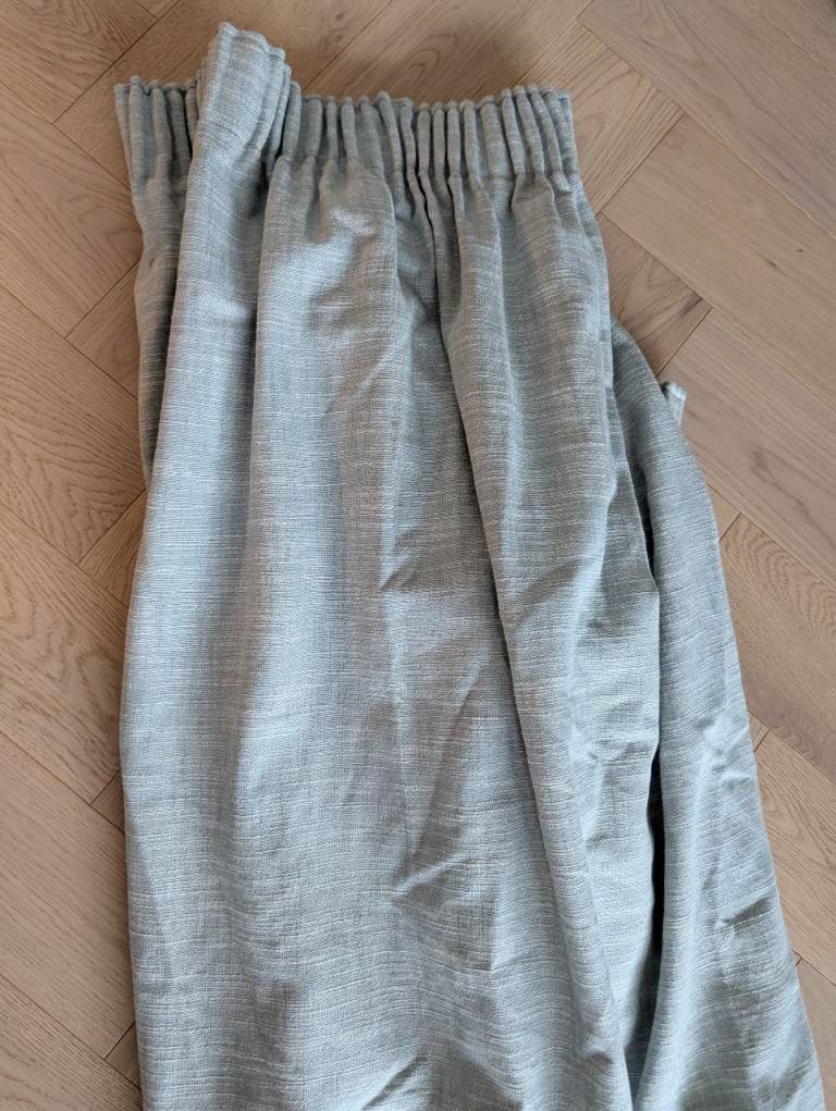 2 pairs of John Lewis Cotton Slub lined curtains pale slate grey 228cm X 228cm 