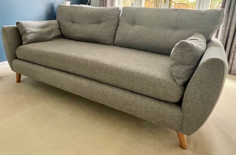 2 x Grey NEXT fabric sofas (large 3 and regular 3 seater)