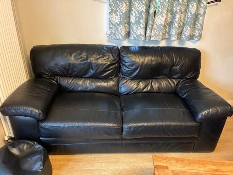 Free 3 seater black leather sofa