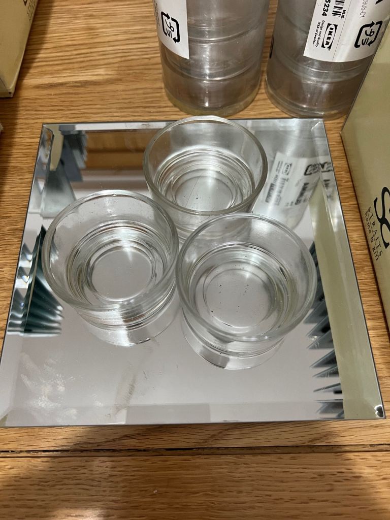 Party supplies, 50 mirror plates and 80 candle holder . Ideal for wedding or Xmas party