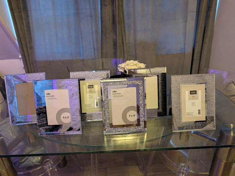  Silver Glitter Photo Frames 6x4 (X6)