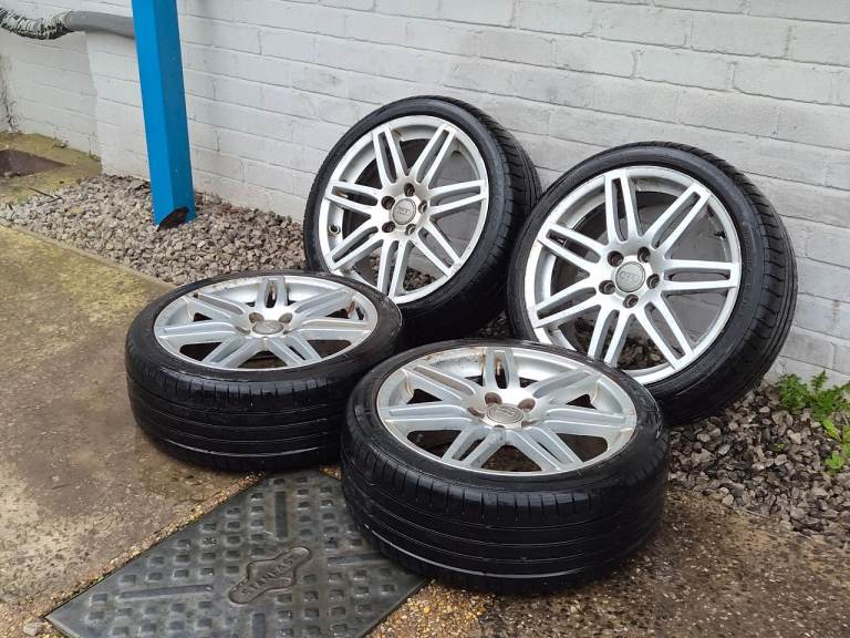 🌟Genuine Audi Lemans 18 inch alloy wheels 5x112 with MATCHING TYRES 7M++ CADDY GOLF AUDI A3 SKODA
