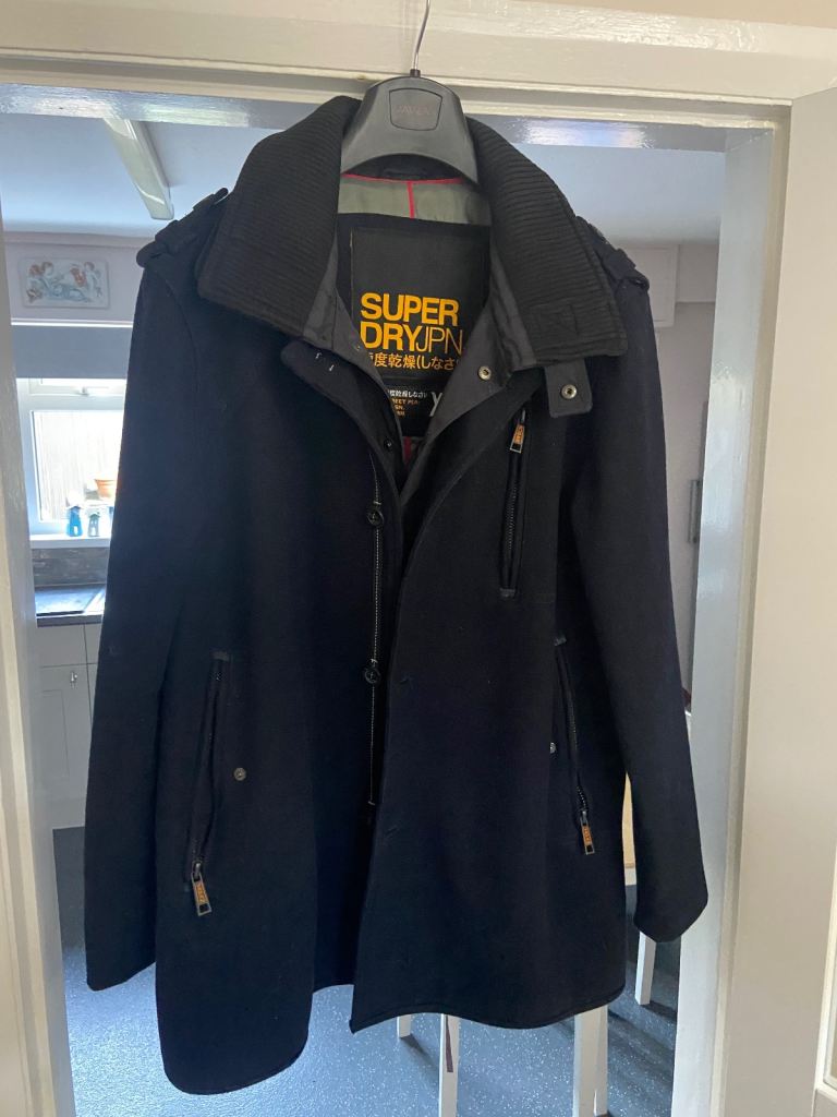 image for XXL (more like XL) Mens Superdry wool navy Jermyn street Pea coat
