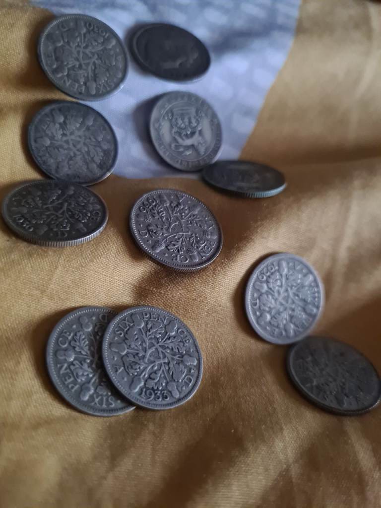 Collection of Old British Coins - Sixpence and Shillings