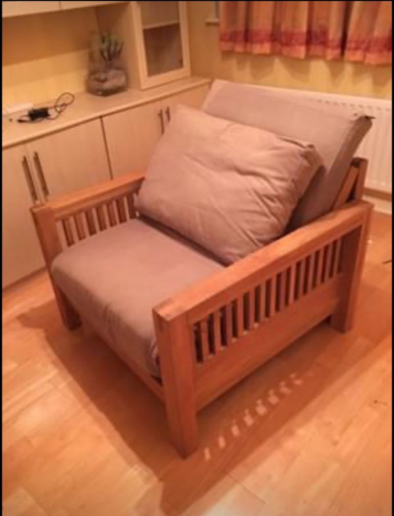 Futon Company solid oak single sofa bed excellent quality and condition Free delivery