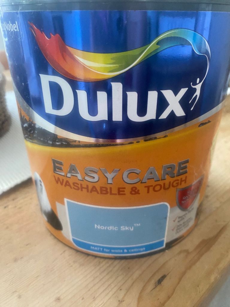 Tin of Dulux Paint blue Nordic Sky 